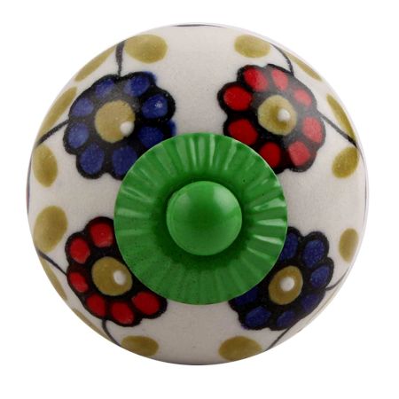 Blue Red Sunflower Green Fitting Ceramic Dresser Knob